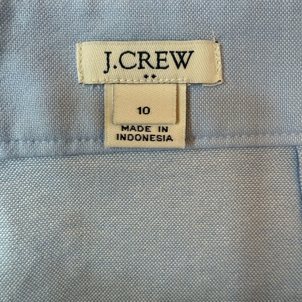 J. Crew Blue Chambray Oxford Ruffle Faux Wrap Pencil Skirt Preppy Size 10 - Picture 4 of 10